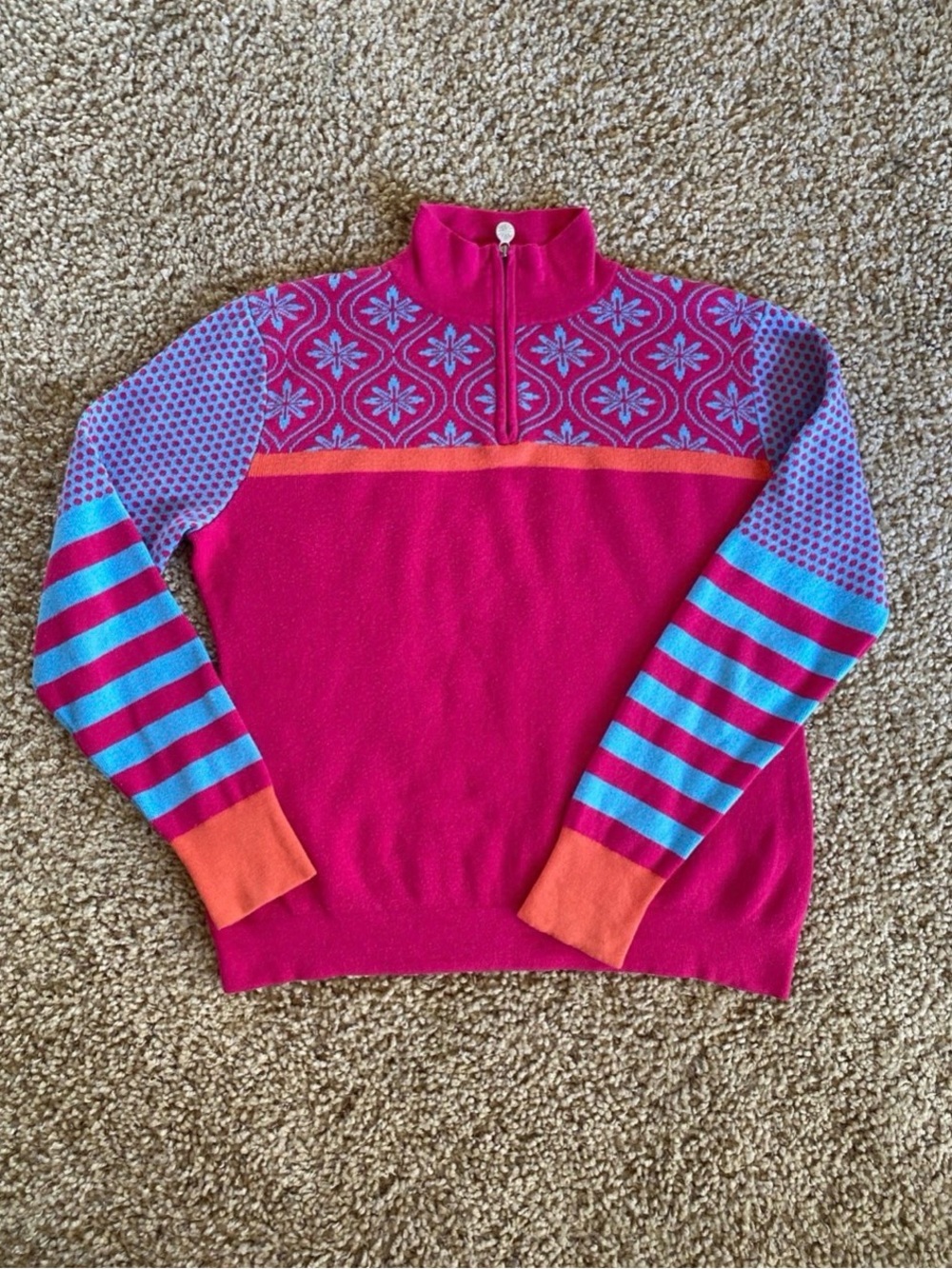 Neve Wool Blend 1/4 Zip Sweater Size Large